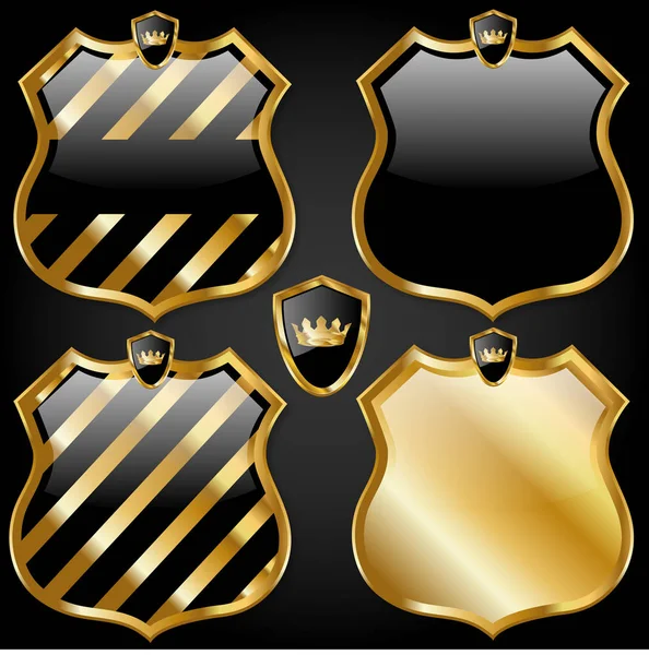 Conjunto de escudo con logotipos de corona — Vector de stock