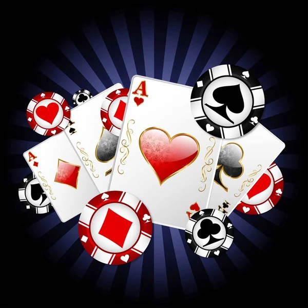 Jouer aux cartes et jetons — Image vectorielle