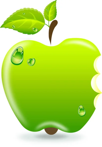 Natural apple with water drops — Stock Vector