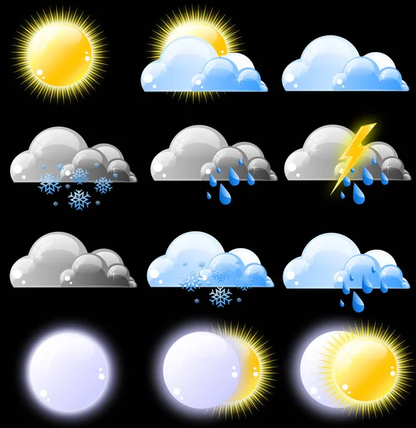 Набор значков погоды — стоковый вектор