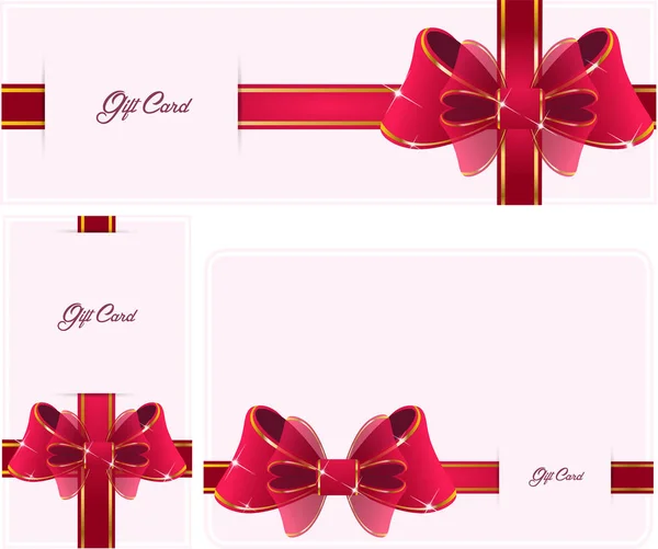 Geschenkkarte mit roter Schleife — Stockvektor