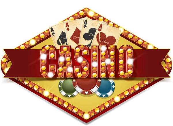 Bannière Casino avec des éléments dorés — Image vectorielle