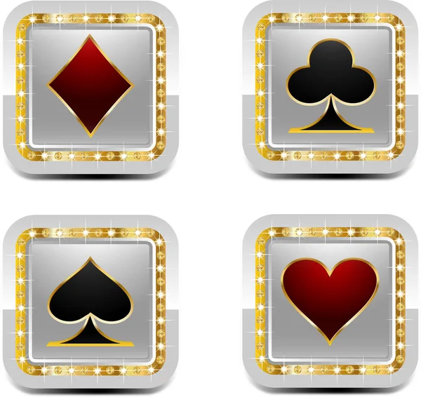 Casino hrací karta ikony — Stockový vektor