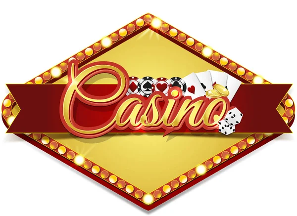 Altın öğeleri ile Casino banner — Stok Vektör