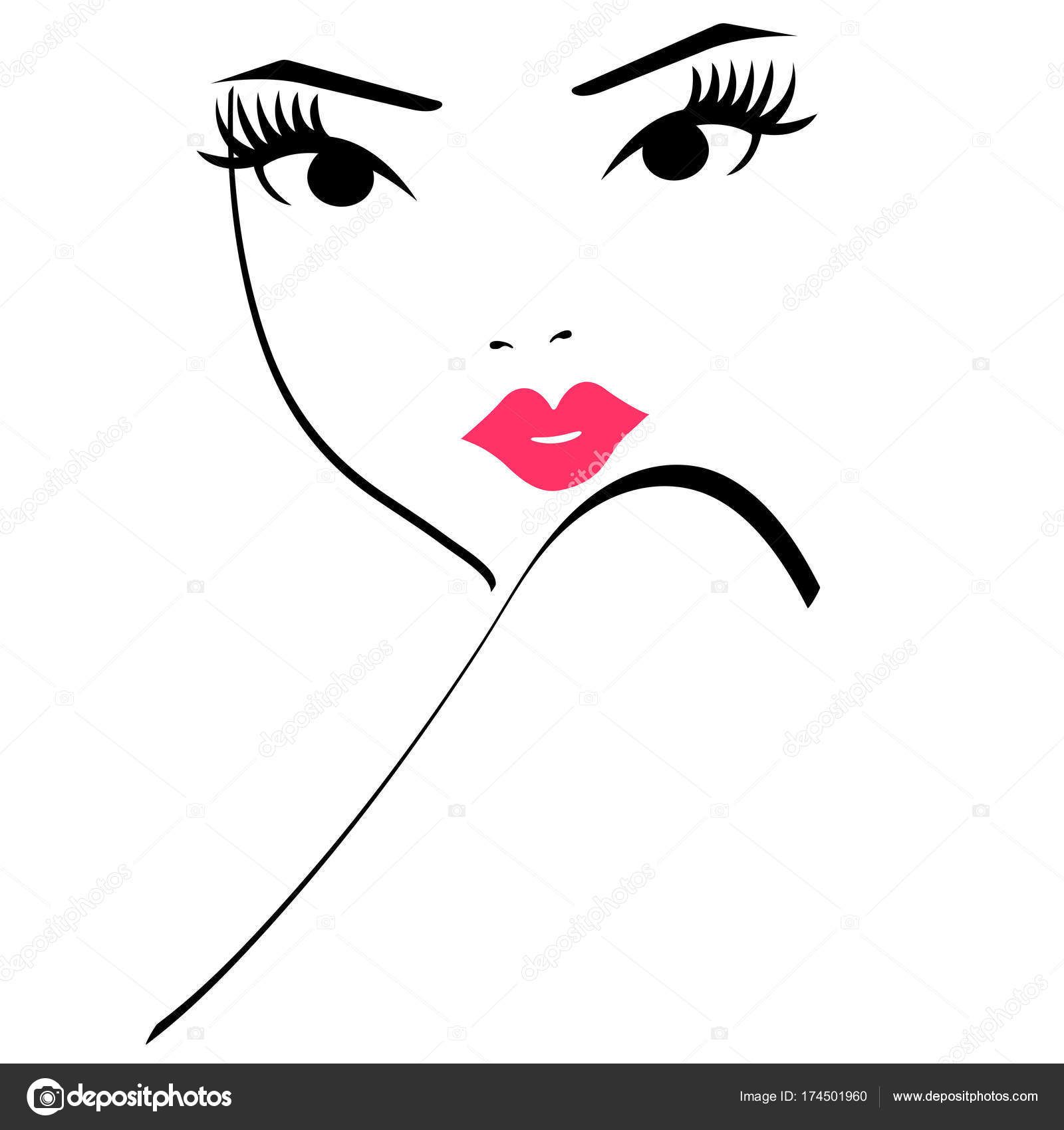 美丽的女性面部的轮廓图库矢量图©ElenaBaryshkina 174501960, image size:963x1024