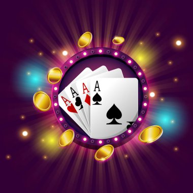 Lambalar ile Casino banner illüstrasyon vektör 