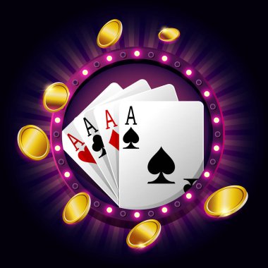 Lambalar ile Casino banner illüstrasyon vektör 