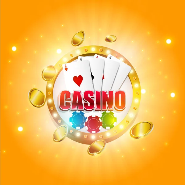 Bannière Casino Ronde Avec Lampes Illustration Vectorielle — Image vectorielle