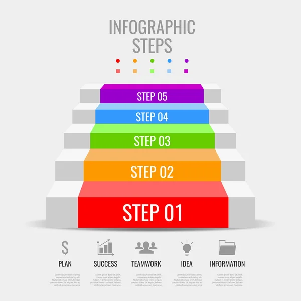 Infográfico Escadas Gráfico Ilustração Vetorial — Vetor de Stock