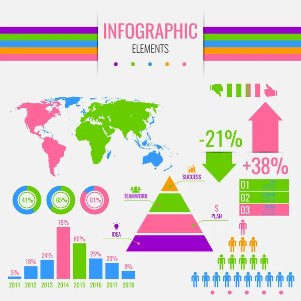 Elementos Design Infográfico Ilustração Vetorial — Vetor de Stock