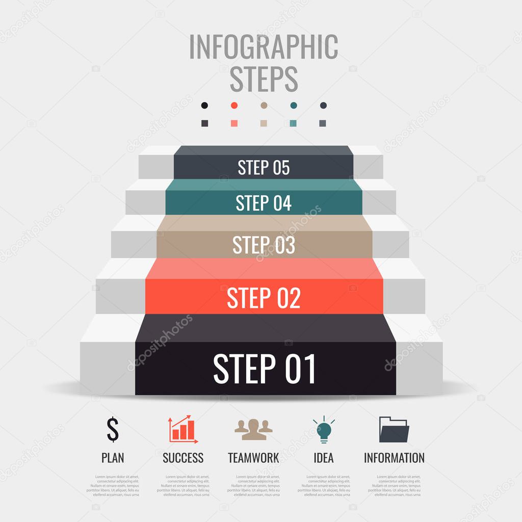 Infographic. Stairs graphic, vector illustration