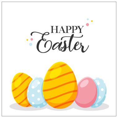 Metin ve renkli yumurta, vektör çizim Paskalya tebrik kartı