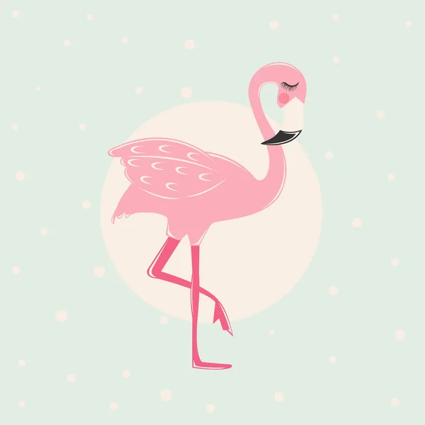 Flamingo Rosa Com Cílios Bonitos Ilustração — Vetor de Stock