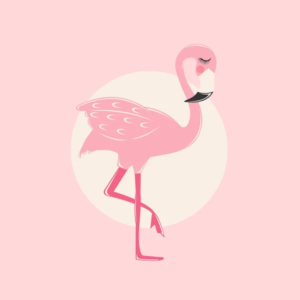 Розовый Фламинго Красивыми Ресницами Иллюстрации — стоковый вектор
