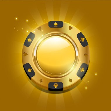 Chip Casino logo şablonu. Renkli vektör çizim