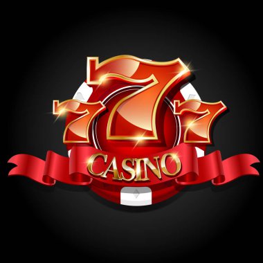 Altın öğeleri ile Casino banner. Renkli vektör çizim