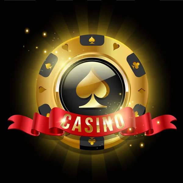 Casino Banner Gold Elements Colorful Vector Illustration — Stock Vector