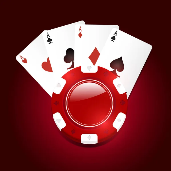 Casino Logotyp Mall Med Chip Färgglada Vektorillustration — Stock vektor