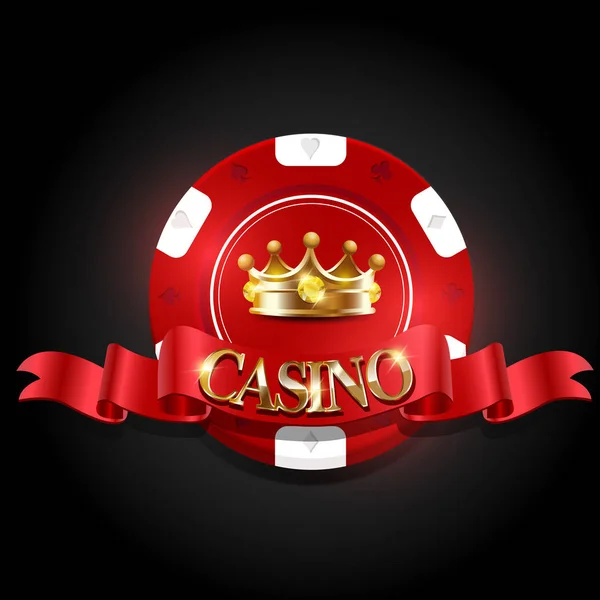 Banner Casino Con Elementos Dorados Ilustración Vectorial Colorida — Archivo Imágenes Vectoriales