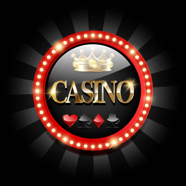 Banner Casino Con Elementos Dorados Ilustración Vectorial Colorida — Vector de stock