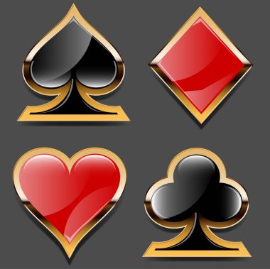 poker casino Logo şablonu farklı kart takım elbise, vektör çizim ile