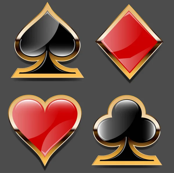 Poker Casino Logotyp Mall Med Annat Kort Kostymer Vektorillustration — Stock vektor