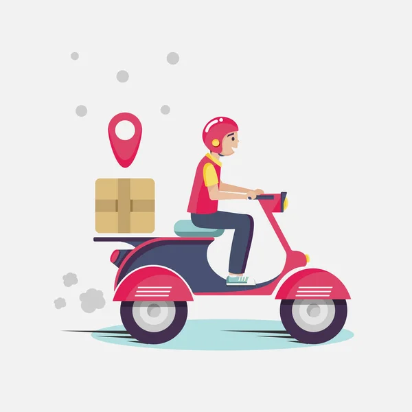 Entrega Con Hombre Scooter Ilustración Vectorial Simple — Archivo Imágenes Vectoriales