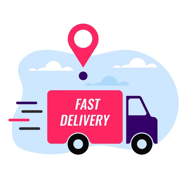 Fast Delivery Logistic Shipping Truck Car Vector Illustration — Stock Vector