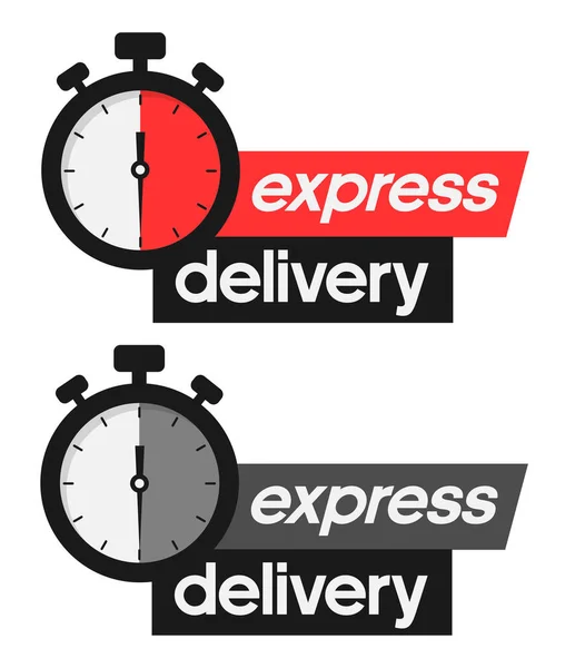 Cronometri Segni Consegna Express Isolati Sfondo Bianco Vettoriali Stock Royalty Free