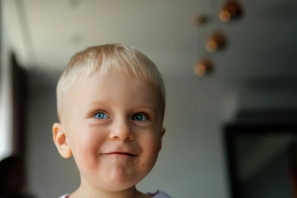 Portrait Little Blond Boy Blue Eyes — Stock Photo, Image