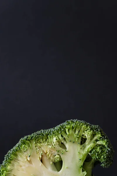 Green Broccoli Black Background Fresh Greens — Stock Photo, Image