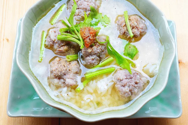 Thai rice soup ,Boiled rice with minced pork