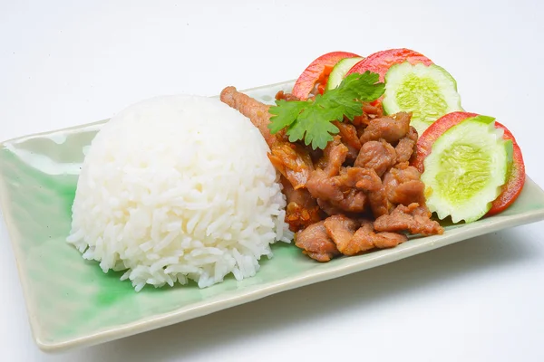 Nourriture thaïlandaise, porc frit à l'ail croquant — Photo