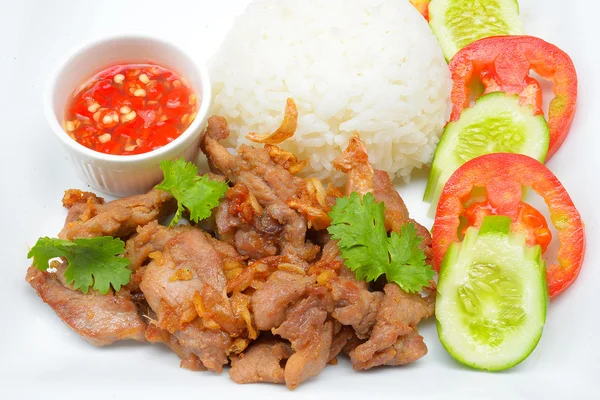 Tay gıda, stil domuz kızarmış gevrek sarımsak ile