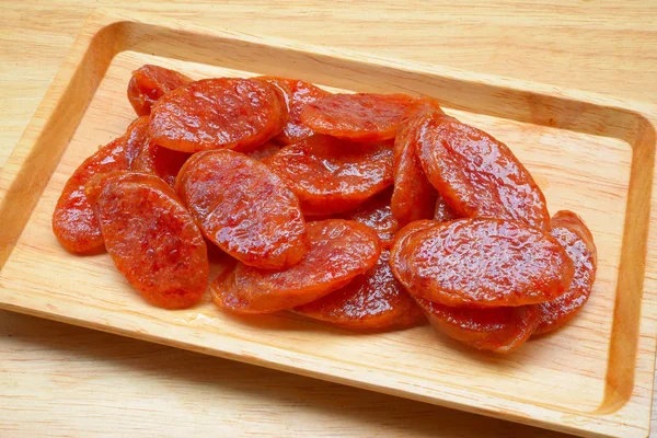 Closed up chinese sausage sliced — Stock Photo, Image