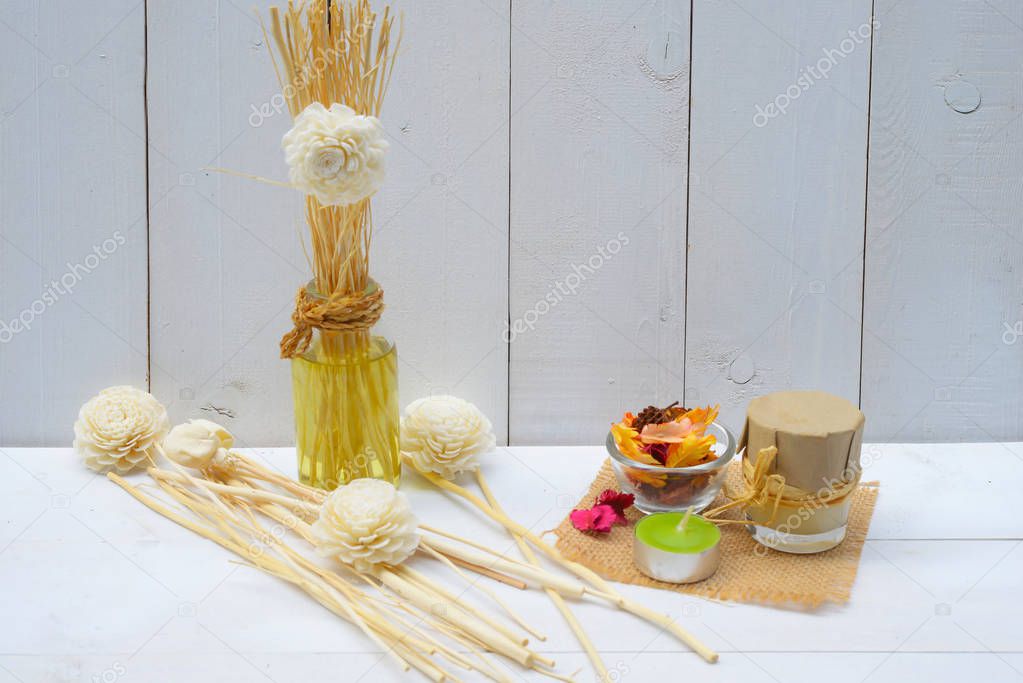 Aromatic essence oil bottle with bottle of fragrance reeds diffuser