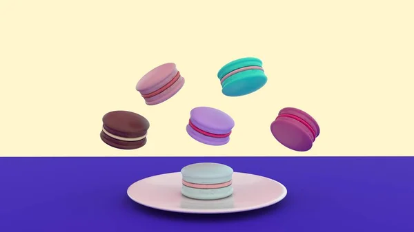 Macarons Macarons Kleurrijk Geïsoleerd Witte Achtergrond Rendering — Stockfoto