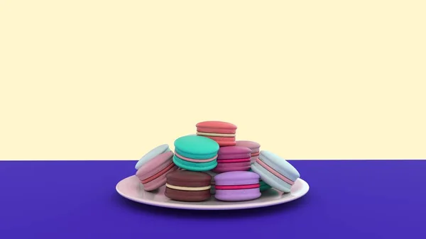 Macaroane Sau Macaroane Colorate Izolate Fundal Alb Redare — Fotografie, imagine de stoc