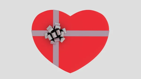 Forma Del Corazón Caja Regalo Color Rojo Aislado Sobre Fondo — Foto de Stock