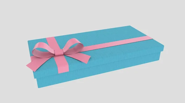 Caja Regalo Azul Rosa Aislada Sobre Fondo Blanco Representación —  Fotos de Stock