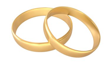Wedding rings isolated on white background, 3D-rendering