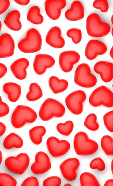 День Святого Валентина Сердецями Ізольованими Білому Тлі Вертикальним Рендерингом — стокове фото