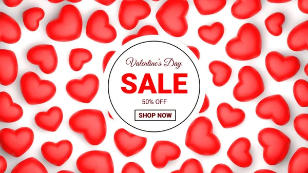 Valentines Day Latar Belakang Penjualan Dengan Hati Rendering — Stok Foto