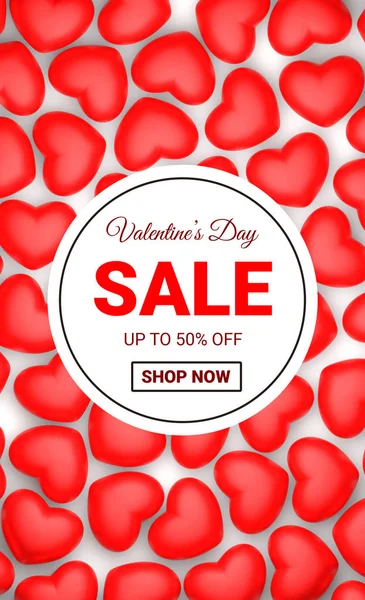 Valentines Day Penjualan Latar Belakang Dengan Hati Vertikal Render — Stok Foto