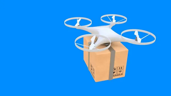 Dodávka Dronů Drony Nesoucí Krabice Vykreslování — Stock fotografie