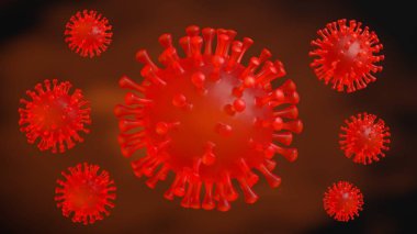 Coronavirus hücresi, tıbbi illüstrasyon, 3D görüntüleme
