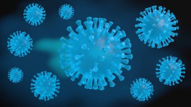 Coronavirus hücresi, tıbbi illüstrasyon, 3D görüntüleme