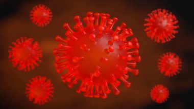 Coronavirus hücresi, tıbbi illüstrasyon, 3D görüntüleme