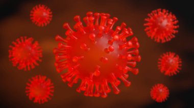 Coronavirus cell, medical illustration, 3D-rendering clipart