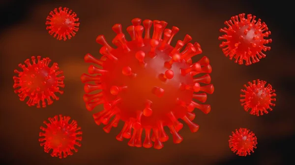 Coronavirus hücresi, tıbbi illüstrasyon, 3D görüntüleme